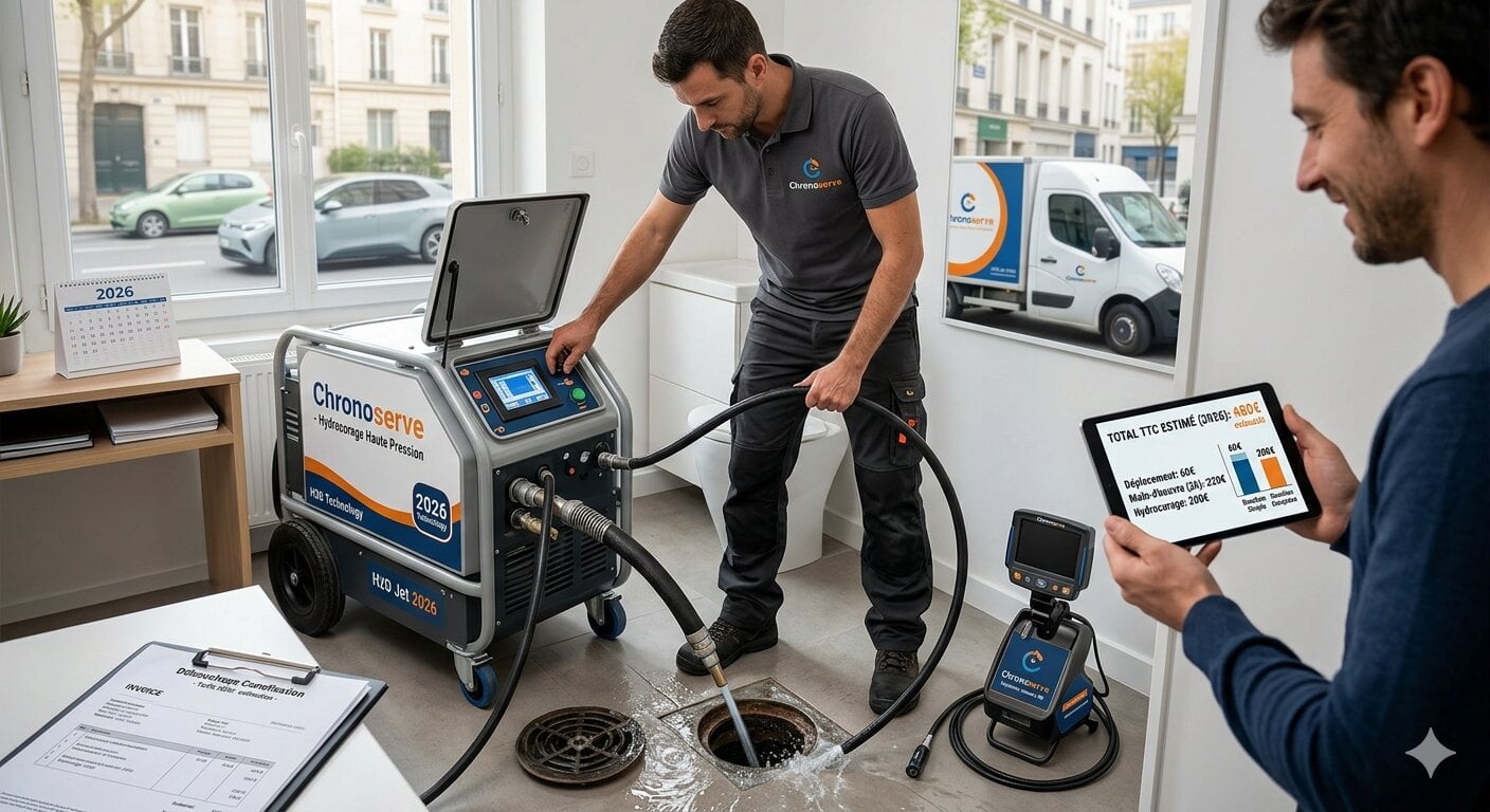 Prix d&rsquo;un d&eacute;bouchage de canalisation en 2026