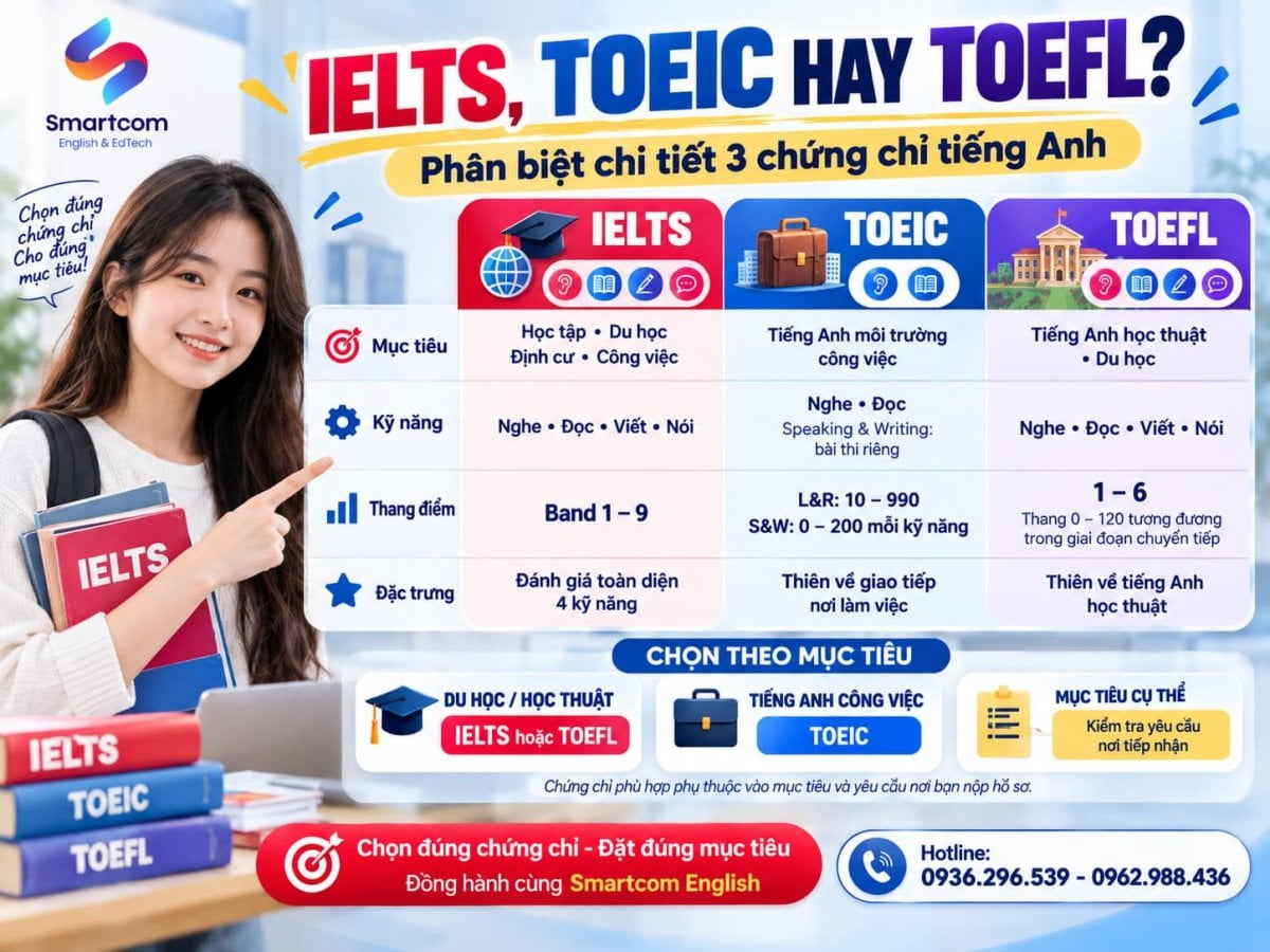 phan biet chung chi ielts toeic va toefl chi tiet